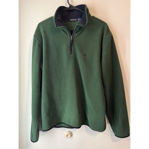 Nautica 1/4 Zip Fleece Pullover Green Size XL